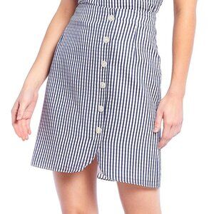 GIANNI BINI Valerie Mini SKIRT 4 Button Front Plaid Cotton Silk Blend